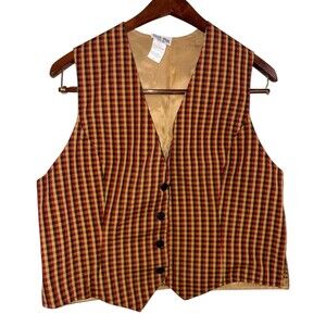 Saddleseat Show Vest Reed Hill Women’s XL 16 Checkered Red Gold Equestrian VTG